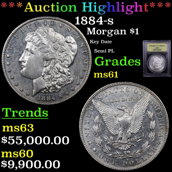 *HIGHLIGHT OF NIGHT* 1884-s Morgan Dollar $1 Graded BU+ By USCG (fc)