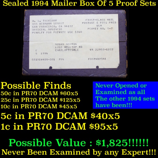 Original sealed box 5- 1994 United States Mint Proof Sets