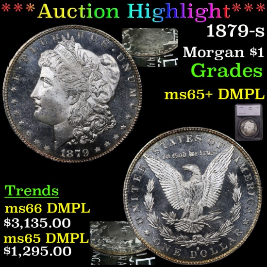 ***Auction Highlight*** 1879-s Morgan Dollar $1 Graded ms65+ DMPL By SEGS (fc)