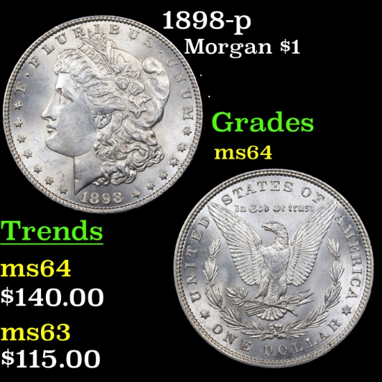 1898-p Morgan Dollar $1 Grades Choice Unc