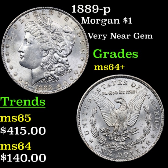 1889-p Morgan Dollar $1 Grades Choice+ Unc