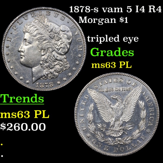 1878-s vam 5 I4 R4 Morgan Dollar $1 Grades Select Unc PL