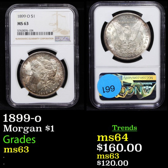 NGC 1899-o Morgan Dollar $1 Graded ms63 By NGC