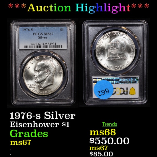 ***Auction Highlight*** PCGS 1976-s Silver Eisenhower Dollar $1 Graded ms67 By PCGS (fc)