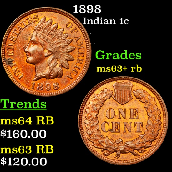 1898 Indian Cent 1c Grades Select+ Unc RB