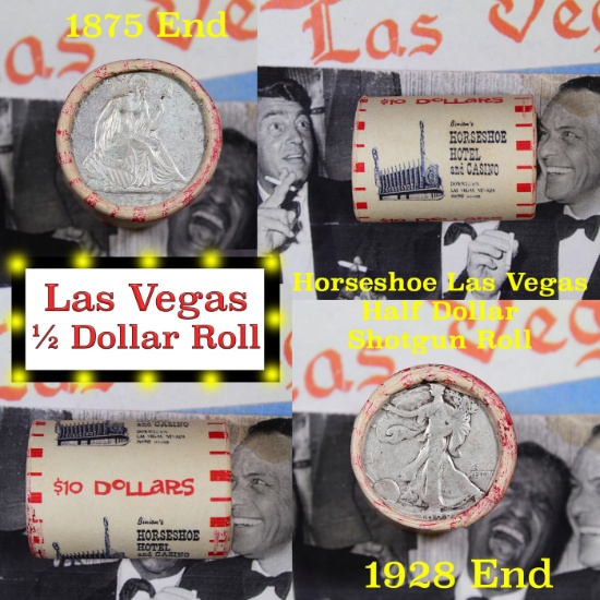 ***Auction Highlight*** Old Casino 50c Roll $10 Halves Las Vegas Casino Horseshoe 1928 Walker & 1875