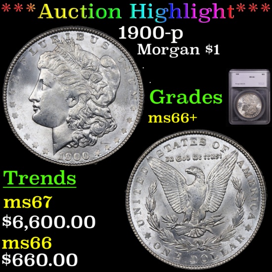 ***Auction Highlight*** 1900-p Morgan Dollar $1 Graded ms66+ By SEGS (fc)