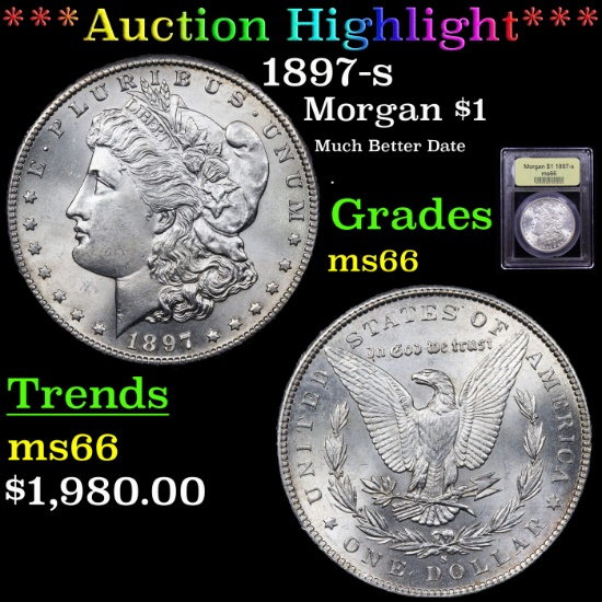 ***Auction Highlight*** 1897-s Morgan Dollar $1 Graded GEM+ Unc By USCG (fc)