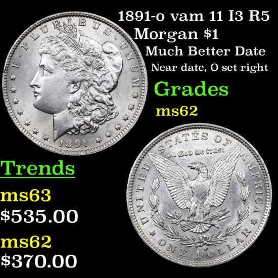 1891-o vam 11 I3 R5 Morgan Dollar $1 Grades Select Unc