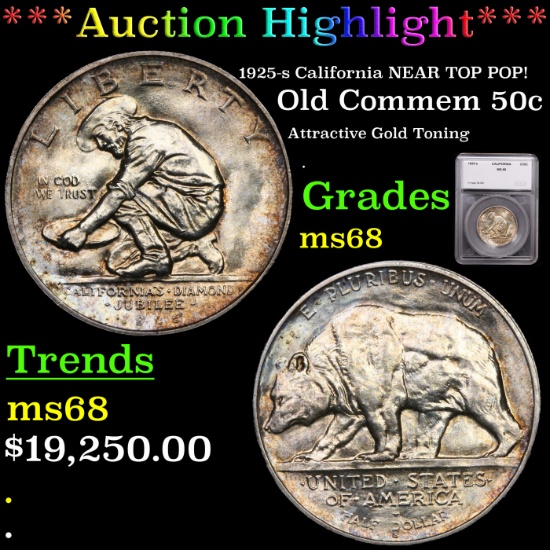 *HIGHLIGHT OF NIGHT* 1925-s California NEAR TOP POP Old Commem Half Dollar 50c Graded ms68 By SEGS (