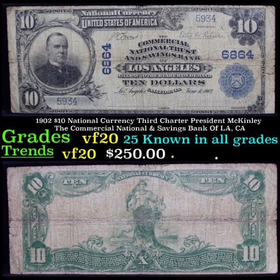 1902 $10 National Currency Third Charter President McKinley The Commercial National & Savings Bank O