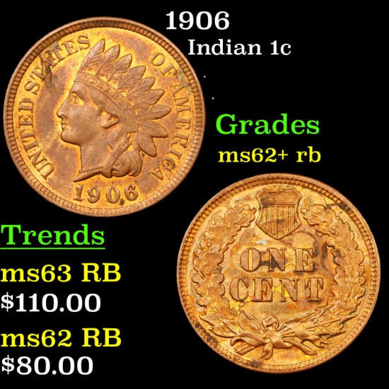 1906 Indian Cent 1c Grades Select Unc RB