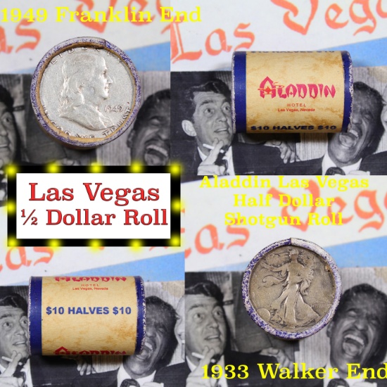 ***Auction Highlight*** Old Casino 50c Roll $10 Halves Las Vegas Casino Aladdin 1949 Franklin & 1933