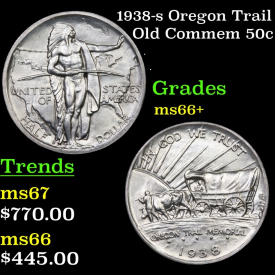 1938-s Oregon Trail Old Commem Half Dollar 50c Grades GEM++ Unc
