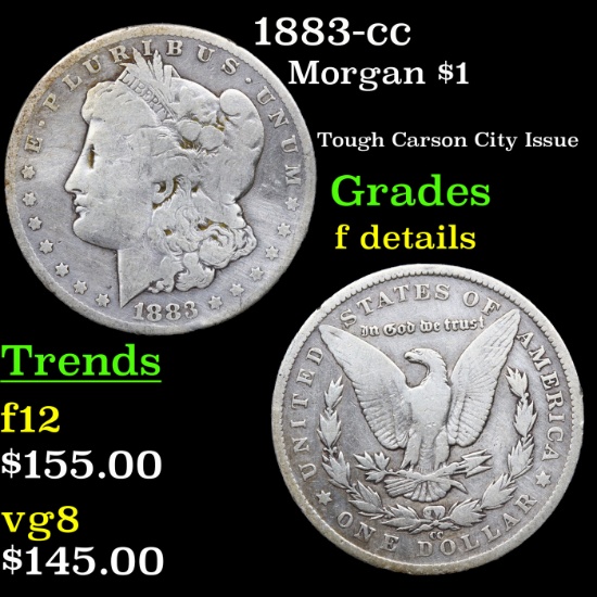 1883-cc Morgan Dollar $1 Grades f details