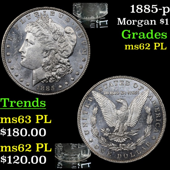 1885-p Morgan Dollar $1 Grades Select Unc PL