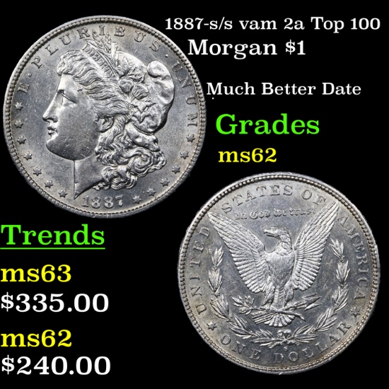 1887-s /s vam 2a Top 100 Morgan Dollar $1 Grades Select Unc