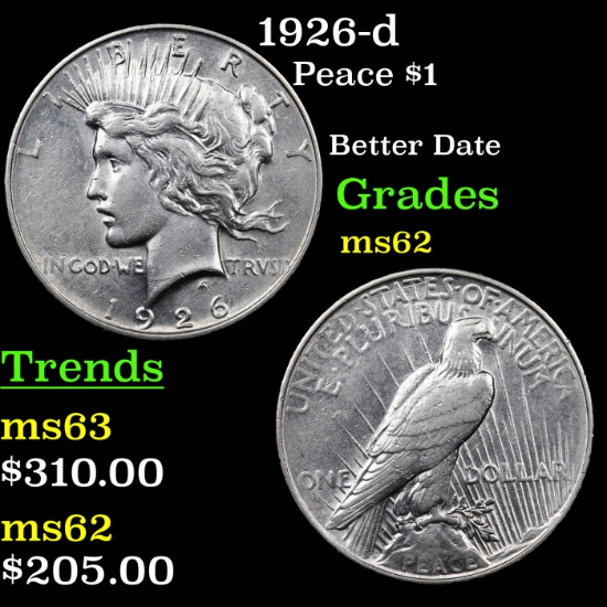 1926-d Peace Dollar $1 Grades Select Unc