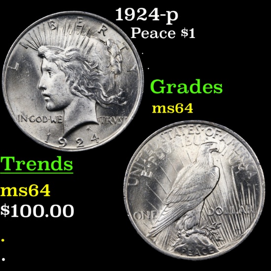 1924-p Peace Dollar $1 Grades Choice Unc