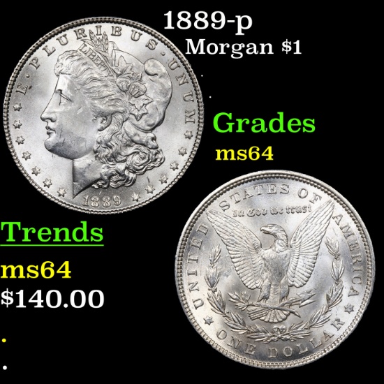 1889-p Morgan Dollar $1 Grades Choice Unc