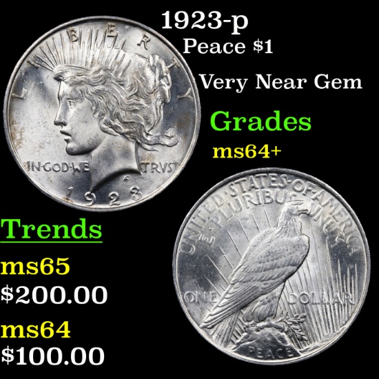 1923-p Peace Dollar $1 Grades Choice+ Unc