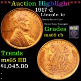 ***Auction Highlight*** 1917-d Lincoln Cent 1c Graded GEM Unc RB By USCG (fc)