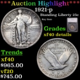 ***Auction Highlight*** 1921-p Standing Liberty Quarter 25c Graded xf40 details By SEGS (fc)