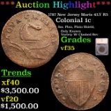 *HIGHLIGHT OF NIGHT* 1787 New Jersey Maris 43.Y R5 Colonial Cent 1c Graded vf35 By SEGS (fc)