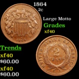 1864 Two Cent Piece 2c Grades xf