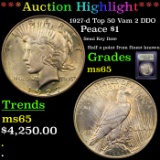*HIGHLIGHT OF NIGHT* 1927-d Top 50 Vam 2 DDO Peace Dollar $1 Graded GEM Unc By USCG (fc)