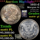***Auction Highlight*** 1921-d Morgan Dollar $1 Graded Choice Unc+ PL By USCG (fc)