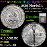 ***Auction Highlight*** 1936 Norfolk Old Commem Half Dollar 50c Graded ms68+ By SEGS (fc)