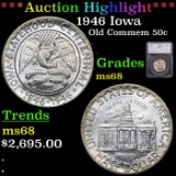 ***Auction Highlight*** 1946 Iowa Old Commem Half Dollar 50c Graded ms68 By SEGS (fc)
