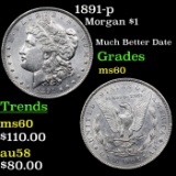 1891-p Morgan Dollar $1 Grades BU