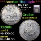 ***Auction Highlight*** 1877-cc Trade Dollar $1 Graded ms62 details By SEGS (fc)