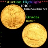 ***Auction Highlight*** 1910-s Saint-Gaudens $20 Gold Grades Select+ Unc (fc)
