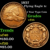 1857 Flying Eagle Cent 1c Grades vf++