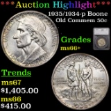 ***Auction Highlight*** 1935/1934-p Boone Old Commem Half Dollar 50c Graded ms66+ By SEGS (fc)