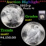 ***Auction Highlight*** 1925-p Peace Dollar $1 Graded ms67 By SEGS (fc)