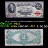 1917 $2 Large Size Legal Tender Note FR-60 Thomas Jefferson Grades vf++