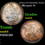 1878-p 7tf Colorfully Toned Morgan Dollar $1 Grades Choice Unc
