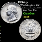 1934-p Washington Quarter 25c Grades Choice AU/BU Slider