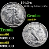 1943-s Walking Liberty Half Dollar 50c Grades GEM+ Unc