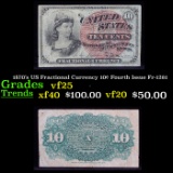 1870's US Fractional Currency 10¢ Fourth Issue Fr-1261 Grades vf+