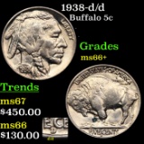 1938-d/d Buffalo Nickel 5c Grades GEM++ Unc