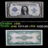 1923 $1 large size Blue Seal Silver Certificate, Fr-237 Signatures of Speelman & White Grades vf++