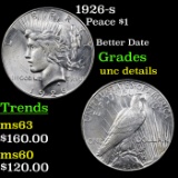 1926-s Peace Dollar $1 Grades Unc Details