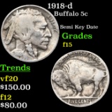 1918-d Buffalo Nickel 5c Grades f+