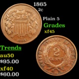 1865 Two Cent Piece 2c Grades xf+