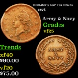 1863  Liberty cap F-7A-317a R2 Civil War Token 1c Grades vf+